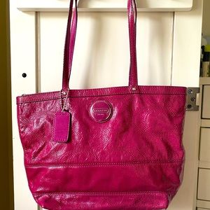 Purple/pink Patent Leather Coach Shoulder Bag